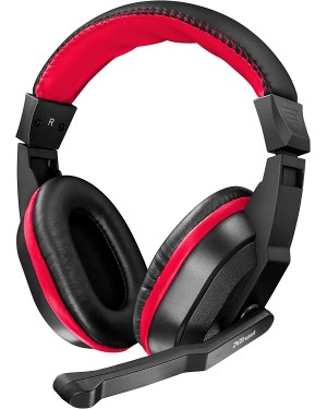 Trust Ziva Cuffie Over-Ear da Gioco con Microfono a Scomparsa, Nero/Rosso